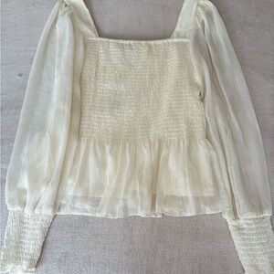 Nine West Cream Sparkly Blouse